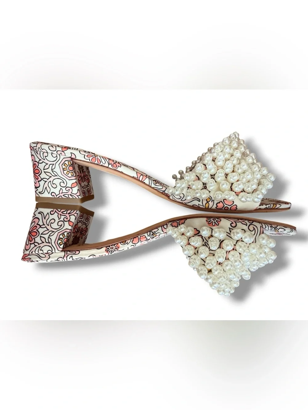 Tory Burch Tatiana‎ Pearly Quilted Block Heel Slides Size 7